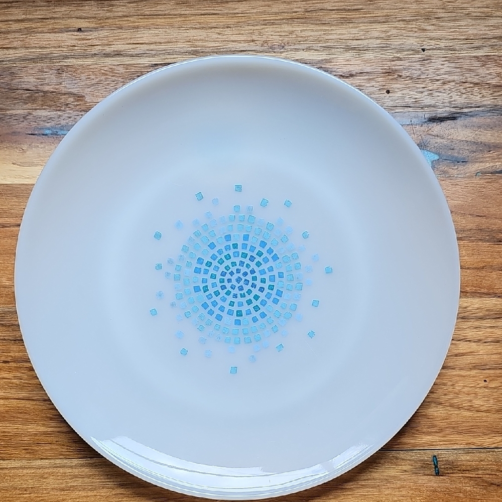 Fire King Blue Mosaic Milk Glass Plate